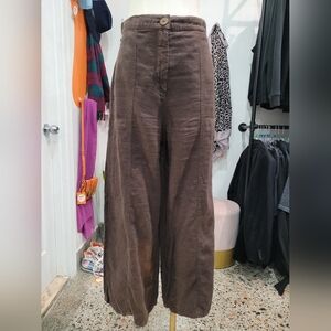 Massimo Dutti Brown Wide-Leg Pants